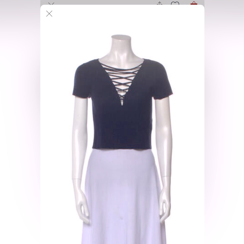T by Alexander Wang navy cashmere blend sweater with plunging neckline - xs